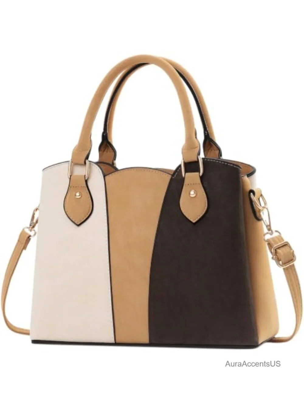 Vegan Leather Crossbody Purse Satchel Tote with Zipper Shoulder Strap